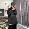Camiseta de Manga Larga con Estampado de Gato de Dibujos Animados Estilo Bf de Marca Americana de Moda para Mujer en Diseño de Primavera y Otoño Estilo Holgado Perezoso Top Versátil