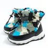 Botas de nieve deportivas para niños, tejido impermeable de invierno, puños con cordón para niños, forro grueso de felpa, botas para niños mayores