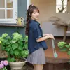 Foto Real de Itens em Estoque: Blusa de Tecido Jeans Macio, Respirável, Simples, Elegante, Moderna e Versátil para Mulheres, Casual com Caimento Solto