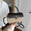 Bolso Cuadrado Pequeño de Moda 2026 Verano Nuevo Estilo Patchwork Bolso de Mujer Estilo Artístico Bolso de Hombro Único Cruzado Bolso de Teléfono de Paja Tejida