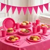 Platos Redondos de Color Sólido Rojo Rosa en Stock para Decoración de Fiesta de Cumpleaños, Platos de Papel Desechables, Manteles, Cuchillos, Tenedores y Cucharas