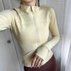 Roupa de Yoga Outono e Primavera Tops Esportivos para Mulheres Aperto Slimming Zíper Gola Alta Manga Longa Jaqueta Profissional para Corrida ao Ar Livre Fitness