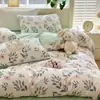 Juego de Cama de Cuatro Piezas, Estilo Pastoral Ropa de Cama Nueva para Dormitorio Sábanas, Funda de Colcha Pequeña Floral para Dormitorio de Estudiantes, Funda de Colcha de Tres Piezas