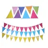Decoração de Festa de Aniversário Bandeirinhas Triangulares com Bolinhas, Estrelas de Cinco Pontas Multicores, Pequenas Bandeiras de Festa, Bandeiras Penduradas, Banners