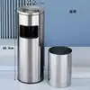 Cubo de basura de acero inoxidable para baño con apertura directa sin tapa, tapa abatible lateral, cubo de basura cuadrado comercial para entrada de ascensor