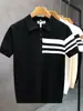 Camisa Polo Estilo Old Money, Camisa de Punto de Manga Corta con Cuello Campana para Hombre, Camiseta Paul de Tres Rayas, Venta al por Mayor de Fábrica Transfronteriza de Verano