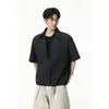 Camisa de Gasa de Burbujas con Diseño Falso de Dos Piezas de Manga Corta para Hombre, Marca de Moda, Capas Dopamina de Verano, Camisa Versátil Fresca y Casual