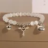 Pulseira DIY Gato Kt Feminina Estilo K Trevo com Contas Pulseira Sino Estudante Presente para Namorada e Melhor Amiga Tendência