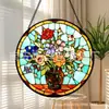 Enfeite Pendente Colorido de Vidro Transfronteiriço com Flores em uma Garrafa Decoração de Vidro Pendurada para Casa Decoração de Janela Jardim Pegador de Sol