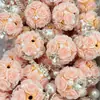 Borlas de Perla Rosa de Alta Resistencia, Bolas Florales, Cuentas con Agujero Recto, Accesorios para Bolígrafos Portátiles DIY, Cadenas para Teléfono Móvil, Llaveros