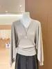Toma real~ Nuevo suéter de punto casual estilo otoño e invierno con cuello en V y mangas murciélago para mujer, top de manga larga, corte holgado, adelgazante, suéter versátil
