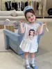 Ropa Infantil para Niñas, Camiseta de Manga Corta, Verano Delgado Casual Dibujos Animados Falso Dos Piezas Ropa Infantil, Ropa de Bebé Clase A