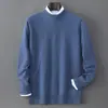 Suéter Baicai Rong Outono/Inverno Novo Lã Pura Masculino Liso Gola Redonda Tricô Estilo Old Money Versátil Tricô Camada Base