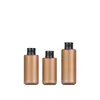En stock: Botellas dispensadoras de PET esmerilado color café espesado, 80 ml, 100 ml, 120 ml, con tapas de aluminio anodizado, adecuadas para tónicos de cuidado de la piel y otros líquidos