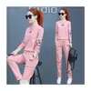Conjunto Deportivo para Mujer, Nuevo Estilo Delgado de Primavera y Otoño, Versión Coreana, Conjunto Casual de Moda Holgado, Conjunto de Dos Piezas Talla Grande