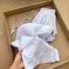 Pantalones casuales de cintura alta con estampado bordado azul cielo para mujer, pantalones rectos japoneses holgados de pierna ancha de verano, combinables