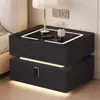 Mesita de Noche Inteligente Colgante para Dormitorio del Hogar, Gabinete de Noche de Madera Maciza, Gabinete de Almacenamiento Simple Multifuncional Minimalista Moderno de Lujo Ligero