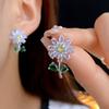 Pendientes de circonita con diseño de girasol y explosiones transfronterizas, ligeros, lujosos y elegantes, con personalidad, diseño de nicho y sentido de la moda coreana.
