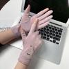 Luvas de Algodão Puro para Mulheres Primavera e Verão Fio de Algodão Respirável para Dirigir e Andar Antiderrapante Dois Dedos Proteção Solar Luvas Dropshipping