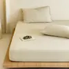 Item Único Capa de edredom de malha de algodão puro Classe A ultra macia, lençol de cama, lençol com elástico, capa de edredom de malha 100% algodão segura para bebês 4