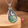 Colgante de suéter de otoño e invierno con esmalte cloisonné de plata de ley y pie de rey ciervo dorado para mujer, colgante de doble cara con peonía fénix.