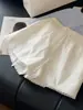 Shorts Azuis Elegantes com Listras e Renda para Mulheres, Novo Estilo de Verão, Cintura Alta Elástica, Perna Reta, Calça Casual Versátil de Perna Larga
