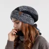 Conjunto de Dos Piezas de Gorro y Bufanda de Invierno Transfronterizo para Exportación, Cálido, Cortavientos, Protector de Orejas, Forro de Felpa, Gorro de Lana Tejido de Dos Colores