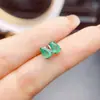 Venta al por mayor de fábrica Populares Pendientes de Esmeralda Natural Plata S925 Incrustados Piedra Principal 4*6 Joyería de Lujo Venta Directa de Fábrica