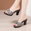 Sandalias de Tacón Alto y Tacón Grueso para Ropa Exterior de Mujer Verano 2025 Nuevas Plataforma Impermeable de Suela Gruesa Boca de Pez Moda Zapatillas Versátiles