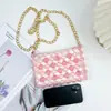 Bolsa de Verano Dopamina Color Gelatina Amor con Cuentas Bolso Tejido a Mano de Acrílico 2025 Nuevo Bolso Cruzado