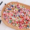 Cuentas Redondas Perforadas y No Perforadas de Múltiples Tamaños Color AB Planas por Debajo Perla de Imitación para Manualidades Funda de Teléfono Móvil Decoración para Uñas Cuentas de Plástico