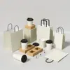 Sacolas Personalizáveis para Café e Chá para Levar, Sacolas de Papel Kraft, Sacolas para Copo Único e Duplo, Sacolas Tote para Confeitaria, Sacolas de Papel Prontas