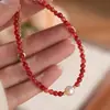 Pulsera de Ágata y Perla de Zhuji Pulsera del Año Zodiacal Zircón Rojo de Alta Gama Más Fácil de Combinar Cuentas de Transferencia Pulsera de Paz