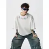 2026 Caliente Nuevo Estilo de Verano Camiseta de Manga Corta Bordada con Letras de Colores para Niños y Niñas, Corte Holgado, Talla Grande, Top de Moda para Estudiantes