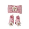 Europa y Estados Unidos nuevos accesorios para niños bebé color sólido flor de cinco pétalos elástico nailon banda ancha para el cabello con traje de calcetines de bebé