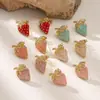 Pendientes de Acero Inoxidable 304 con Esmalte de Fresa Colorido Transfronterizos, Pendientes Elegantes con un Toque Sencillo y de Alta Gama, Joyería al por Mayor