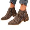 Botines Chelsea de Animal Print Leopardo para Tallas Grandes, Nuevos de Otoño en Gamuza con Tacón Grueso, Cierre Lateral, Botines Cortos de Moda Versátiles