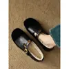 Estilo Universitário Retrô Camélia Tira em T Mary Jane Sapatos Pequenos de Couro Bico Redondo Mais Pelúcia Sapatos de Pelo Mulheres