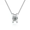 Colar de Diamante Moissanite Prata S925 Imitação Feminino Ins Vento Frio Cabeça de Boi Anel Brinco Pingente Corrente da Clavícula conjunto
