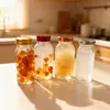 Potes de Vidro Transparente Selados para Armazenamento de Mel, Molho de Pimenta, Molho de Carne, Ninho de Pássaro e Fungo Branco; Garrafas Vazias em Estoque