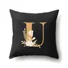 Funda de Almohada de Poliéster Decoración de Coche Hogar 26 Letras Inglesas Impresas Cojín Lumbar Funda de Almohada para Sofá QTB47
