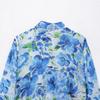 Camisa Feminina de Cetim Casual Estampada de Flores com Manga Longa para Primavera Estilo Europeu e Americano Casual Gola Lapela de Botão Único Transfronteiriça