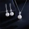 Collar de Perlas Imitación Hoja Cadena para Clavícula de Lujo Ligero para Mujer Pendientes con Microincrustaciones Juego de Regalo para el Día de la Madre