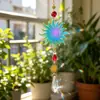 Adorno de campanilla de viento de cristal atrapasol de girasol transfronterizo, piezas metálicas coloridas, decoración del hogar arcoíris, disponible para dropshipping