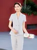 Traje de Verano de Manga Corta Traje Vestido de Mujer Delgado Elegante Ajustado que Reduce la Edad Profesional Traje Pequeño Ropa de Trabajo para Mujer