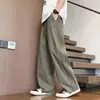 Calça casual de rua estilo americano para homens, nova calça listrada com caimento, calça esportiva larga casual solta de secagem rápida para homens