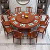 Nuevo juego de mesa y sillas de comedor de madera maciza estilo chino, mesa redonda para comedor en casa, con plato giratorio y placa de inducción, mesa redonda para restaurante.