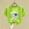 Verão 2026 Nova Roupa de Verão Jovem Fresca e Estilosa, Camiseta de Manga Curta para Meninos Bonitos, Camiseta Top de Algodão Puro com Caimento Solto t