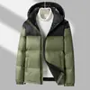 Nuevo abrigo de invierno para hombre estilo coreano, con capucha de color contrastante, engrosado, cálido, 90% plumón de ganso blanco, moderno, para pareja, elegante