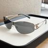 Gafas de sol metálicas europeas y americanas de una sola pieza estilo Chanel para mujer, Selección de influencers de Xiaohongshu, Gafas de sol retro con pedrería, Transfronterizo